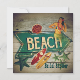 Invitation Surfer Aloha Hula Girl hawaii douche nuptiale