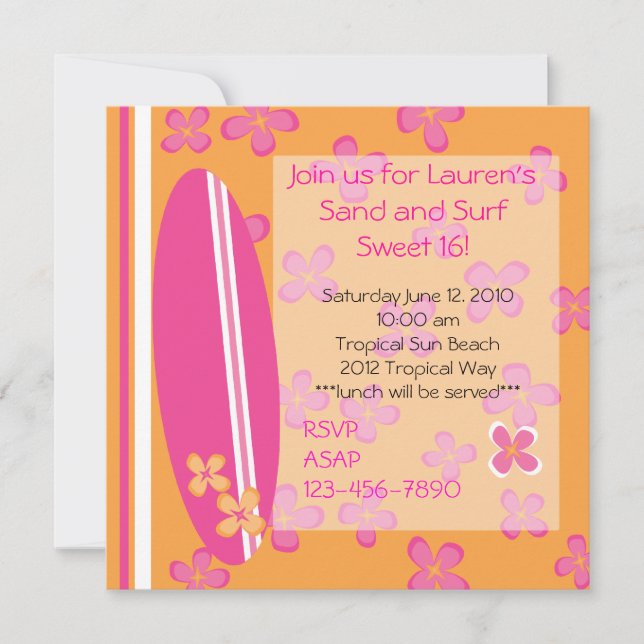 Invitation Surfer Girl (Devant)