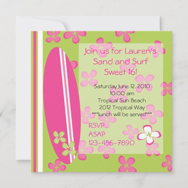 Invitation Surfer Girl (Devant)