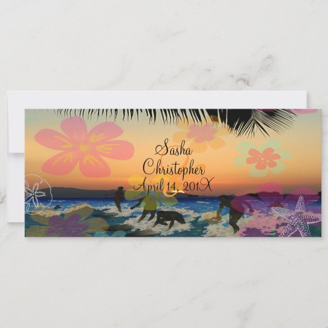 Invitation Surfeurs au coucher du soleil/toutes les occasions (Devant)
