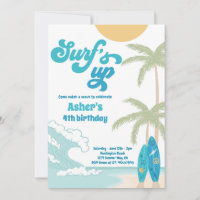 Surfs Up Retro Surfboard Beach Anniversaire