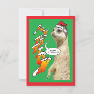 Invitation suricate de Noël vert X-Mas