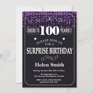 Invitation surprise 100e anniversaire avec paillet
