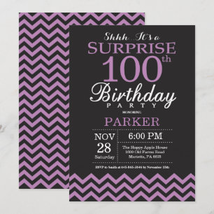 Invitation Surprise 100e Anniversaire Noir et Violet