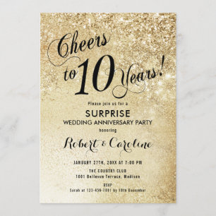 Invitation Surprise 10e anniversaire de mariage - Or
