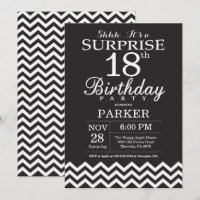 Surprise 18e Anniversaire Chevron Noir et Blanc