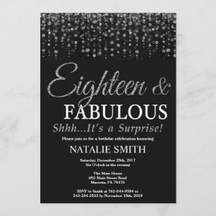 Invitation Surprise 18e anniversaire dix-huit fabuleux argent