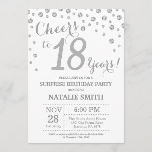 Invitation Surprise 18e anniversaire Parties scintillant d'ar