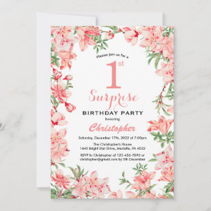 Invitation Surprise 1er anniversaire Boho rose Botanique Flor