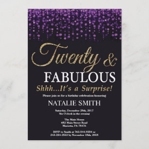 Invitation Surprise 20e anniversaire Parties scintillant viol