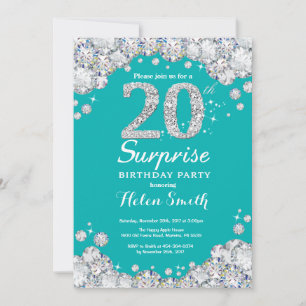 Invitation Surprise 20e Anniversaire Turquoise et Diamant Arg
