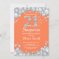 Surprise 21e Anniversaire Corail et Diamant Argent