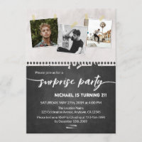 Surprise 21e anniversaire Fête Chalkboard Photo