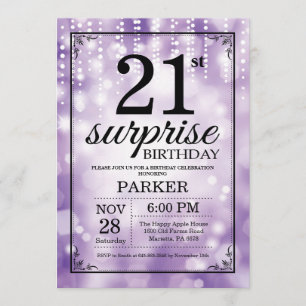 Invitation surprise 21e anniversaire Parties scint