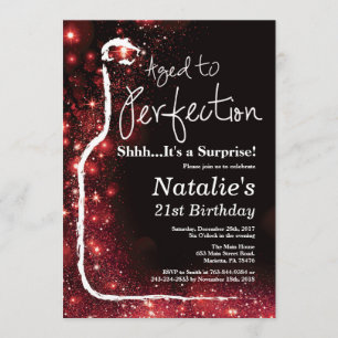 Invitation Surprise 21e anniversaire Vin vieilli au rouge par