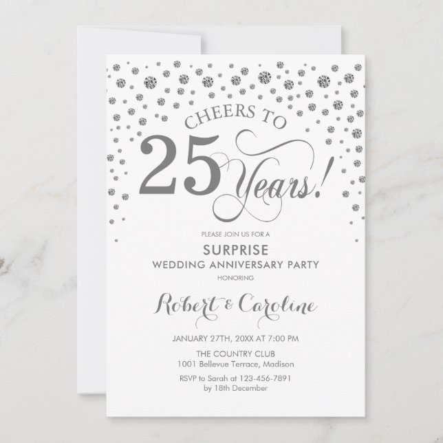 Invitation Surprise 25e anniversaire - Silver White (Devant)