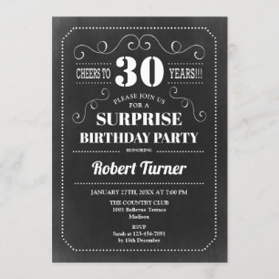 Invitation Surprise 30e anniversaire - Chalkboard