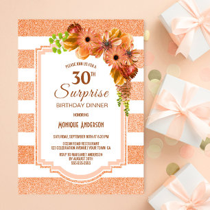 Invitation Surprise 30e anniversaire Dîner Apricot Fête Flora