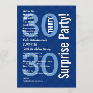 Invitation SURPRISE 30e anniversaire Moderne Royal Blue R600
