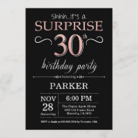 Surprise 30e anniversaire Noir et Rose Or rose