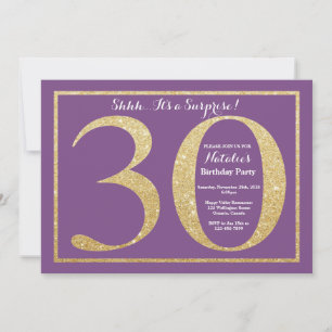 Invitation Surprise 30e Anniversaire Paillettes Violettes et