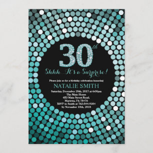 Invitation Surprise 30e anniversaire Parties scintillant noir