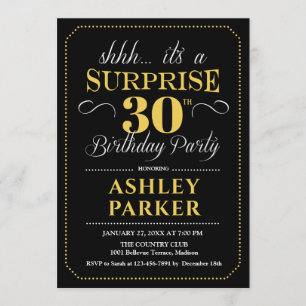 Invitation Surprise 30e fête d'anniversaire - Black Gold
