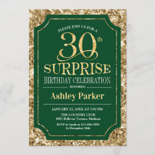 Invitation Surprise 30e fête d'anniversaire - Gold Green