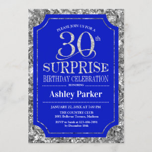 Invitation Surprise 30e fête d'anniversaire - Silver Royal Bl