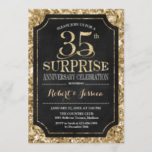 Invitation Surprise 35e anniversaire de mariage - Noir Or