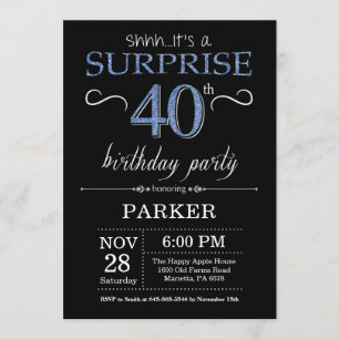 Invitation surprise 40e anniversaire Black and Blu