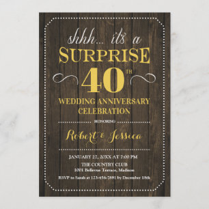 Invitation Surprise 40e anniversaire de mariage - Bois Or