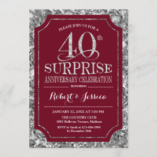 Invitation Surprise 40e anniversaire de mariage - Rouge Argen