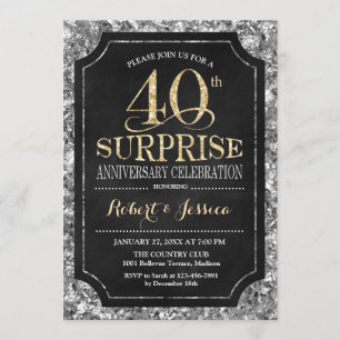 Invitation Surprise 40e anniversaire de Mariage - Silver Gold