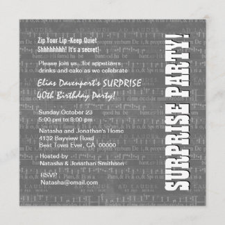 Invitation SURPRISE 40e anniversaire Grey White Music Notes G