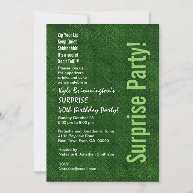 Invitation SURPRISE 40e anniversaire Kelly Green H351 (Devant)