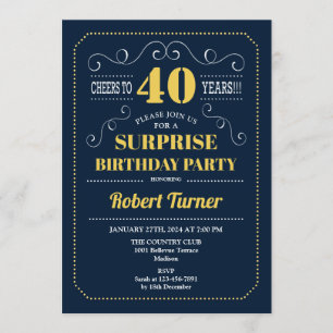 Invitation Surprise 40e anniversaire - Marine Gold