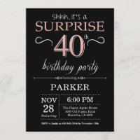 Surprise 40e anniversaire Noir et Rose Or rose