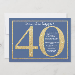 Invitation Surprise 40e anniversaire Parties scintillant bleu