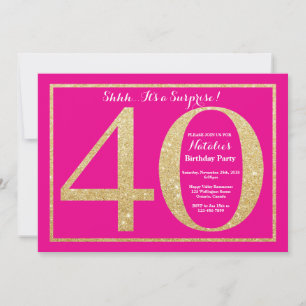 Invitation Surprise 40e anniversaire Parties scintillant Hot 