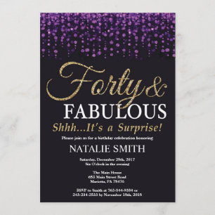 Invitation Surprise 40e anniversaire Parties scintillant viol