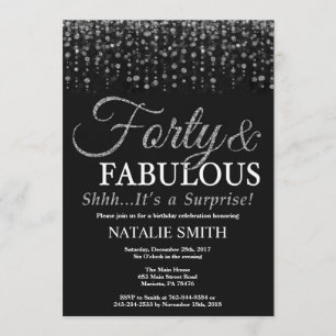 Invitation Surprise 40e anniversaire Quarante et Fabulous Sil