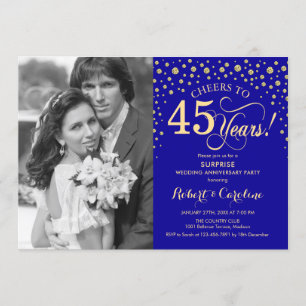 Invitation Surprise 45e Anniversaire Avec Photo Saphir Or