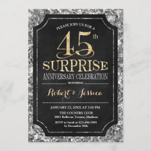 Invitation Surprise 45e anniversaire de Mariage - Silver Gold