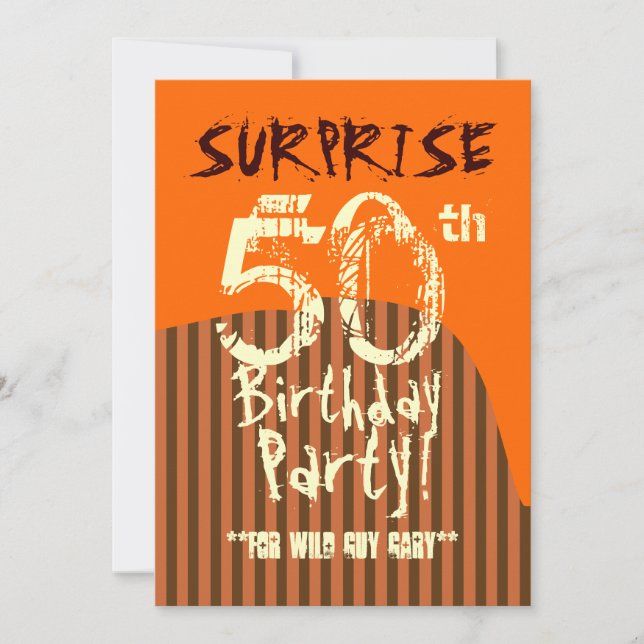 Invitation SURPRISE 50e anniversaire Brown Ivory Orange A01 (Devant)