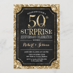 Invitation Surprise 50e anniversaire de mariage - Noir Or