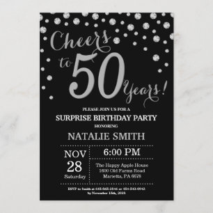 Invitation Surprise 50e anniversaire Diamant noir et argent