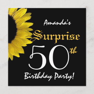 Invitation SURPRISE 50e Anniversaire Fête de soleil jaune G30