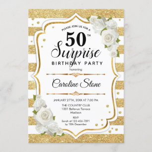 Invitation Surprise 50e anniversaire - Gold White
