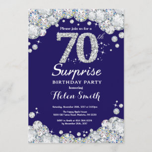 Invitation Surprise 50e anniversaire Marine Blue Silver Diamo